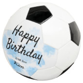 Blauwe waterverf eenvoudige verjaardag voeg jouw n voetbal (Drie kwart)