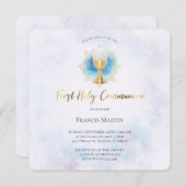 blauwe waterverf | eerste uitnodiging van de gemee (Voorkant / Achterkant)