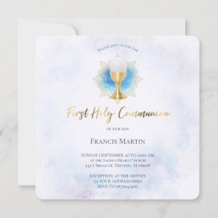 blauwe waterverf   eerste uitnodiging van de gemee