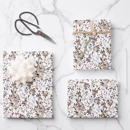 Blauwe Waterverf Elegant Floral Inpakpapier Vel