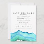 Blauwe Waterverf | Elegant Sla de datum op Save The Date (Voorkant)