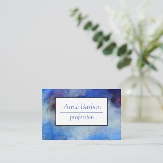 Blauwe Waterverf Elegant Visitekaartje (Staand voorkant)