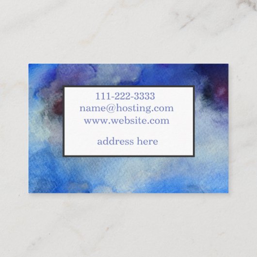 Blauwe Waterverf Elegant Visitekaartje (Achterkant)