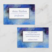 Blauwe Waterverf Elegant Visitekaartje (Voorkant / Achterkant)