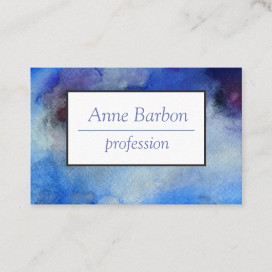 Blauwe Waterverf Elegant Visitekaartje (Voorkant)