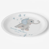 Blauwe Waterverf Elephant Boy Baby shower Papieren Bordje (Gekanteld)
