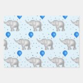 Blauwe Waterverf Elephants & Stippen Patroonset va Inpakpapier Vel (Voorkant 3)