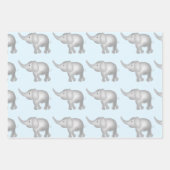 Blauwe Waterverf Elephants & Stippen Patroonset va Inpakpapier Vel (Voorkant)