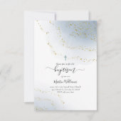 blauwe waterverf en FAUX folie confetti doop Kaart (Voorkant)