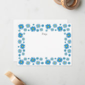 Blauwe Waterverf en gebluste pennen Lijst Notitiekaartje (Voorkant / Achterkant in situ)