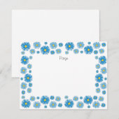 Blauwe Waterverf en gebluste pennen Lijst Notitiekaartje (Voorkant / Achterkant)