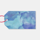 Blauwe Waterverf en Goud | glanzen Cadeaulabel (Achterkant Horizontaal)