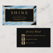 Blauwe Waterverf en goud Visitekaartje (Voorkant / Achterkant)