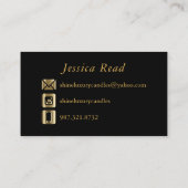 Blauwe Waterverf en goud Visitekaartje (Achterkant)