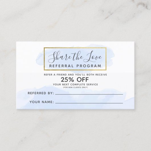 Blauwe Waterverf en gouden referentiegrootcode Visitekaartje (Voorkant)