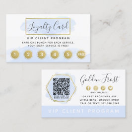 Blauwe Waterverf en gouden riemstempel QR Visitekaartje