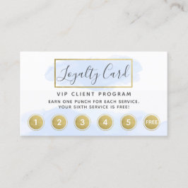 Blauwe Waterverf en gouden riemstempel QR Visitekaartje