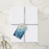 Blauwe Waterverf Ephemera Cadeaulabel (Met Touw)