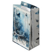 Blauwe Waterverf Ephemera Klein Cadeauzakje (Voorkant Gekanteld)