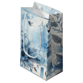 Blauwe Waterverf Ephemera Klein Cadeauzakje