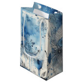 Blauwe Waterverf Ephemera Klein Cadeauzakje (Voorkant Gekanteld)