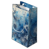 Blauwe Waterverf Ephemera Klein Cadeauzakje (Achterkant Gekanteld)