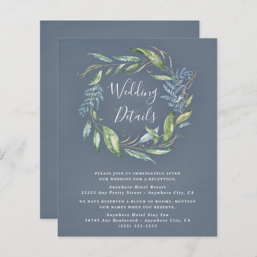 Blauwe Waterverf Eucalyptus Weddenschap Kaarten (Voorkant / Achterkant)