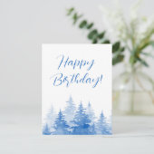 Blauwe Waterverf Evergreen Trees Kaart (Staand voorkant)