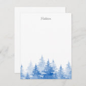 Blauwe Waterverf Evergreen Trees Notitiekaartje (Voorkant / Achterkant)