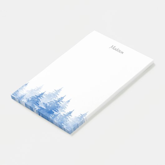 Blauwe Waterverf Evergreen Trees Post-it® Notes (Schuin)