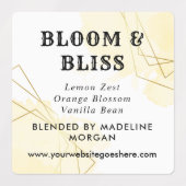 Blauwe Waterverf Faux Gold Geometrische etherische Labels (Design 1)