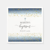 blauwe waterverf FAUX gouden folie details doop Servet (Voorkant)