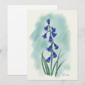 Blauwe waterverf feestdagenkaart (Voorkant / Achterkant)