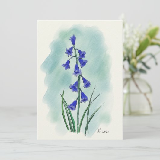 Blauwe waterverf feestdagenkaart (Staand voorkant)