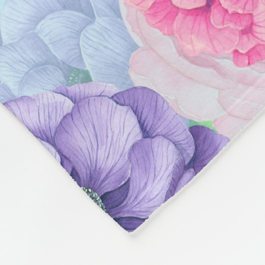 Blauwe waterverf fleece deken (Hoek)