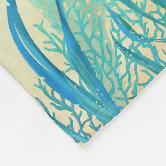 Blauwe waterverf fleece deken (Hoek)