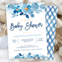 Blauwe Waterverf Floral Baby shower