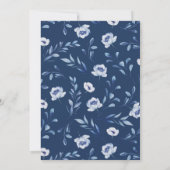 Blauwe Waterverf Floral Baby shower Kaart (Achterkant)