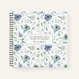 Blauwe Waterverf Floral Bedside Table Dreams Notitieboek