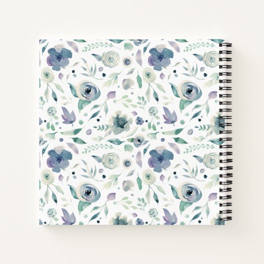 Blauwe Waterverf Floral Bedside Table Dreams Notitieboek (Achterkant)