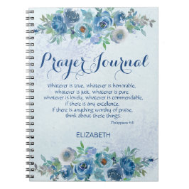 Blauwe Waterverf Floral Bible Name Prayer Journal Notitieboek