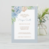 Blauwe Waterverf Floral Birthday Party Kaart (Staand voorkant)