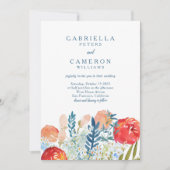  blauwe Waterverf Floral Boho Garden Wedding Kaart (Voorkant)