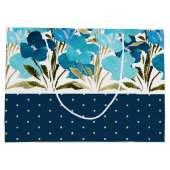 Blauwe Waterverf Floral Boho Handgeschilderd Groot Cadeauzakje (Achterkant)