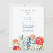  blauwe Waterverf Floral Boho Wedding RSVP Kaart (Voorkant)