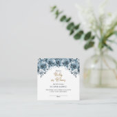 Blauwe Waterverf Floral Boy Baby Luier Raffle Informatiekaartje (Staand voorkant)