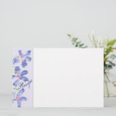 Blauwe Waterverf Floral Briefpapier (Staand voorkant)