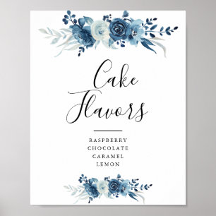 Blauwe waterverf floral cake smaken teken poster