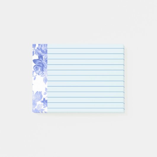 Blauwe Waterverf Floral Design, gevoerd Post-it® Notes (Voorkant)