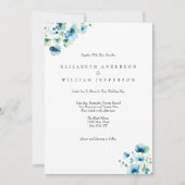Blauwe Waterverf Floral Elegant formele bruiloft Kaart (Voorkant)